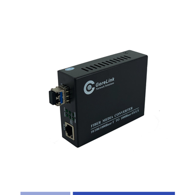 주문 광섬유 미디어 변환기 10/100/1000Mbps 싱글 모드 SMF 1310nm 듀얼 SFP 슬롯 40KM 온라인 제품