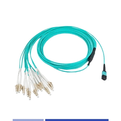 12 Fiber OM3 MTP® to LC 심플렉스 광섬유 트렁크 케이블 여성 LSZH 패치 코드 1m
